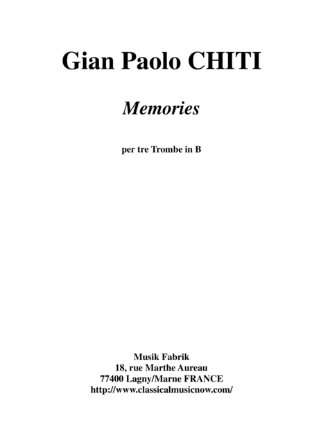 Gian Paolo Chiti Memories For Three Bb Trumpets Sheet Music