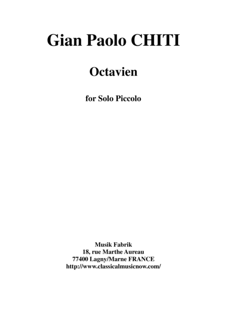 Gian Paolo Chiti Octavien For Solo Piccolo Sheet Music