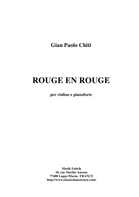 Gian Paolo Chiti Rouge En Rouge For Violin And Piano Sheet Music