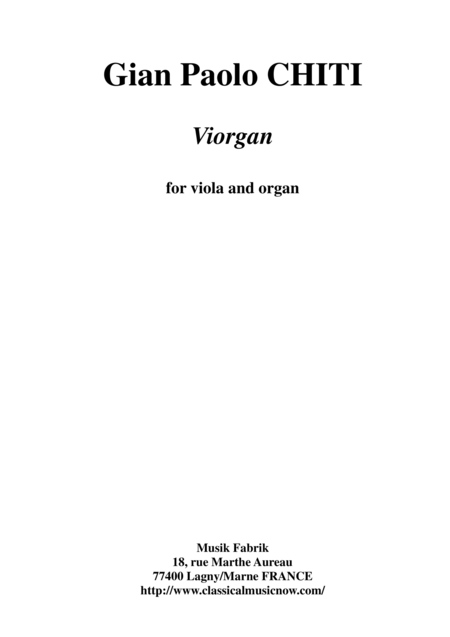 Gian Paolo Chiti Viorgan For Viola And Organ Sheet Music