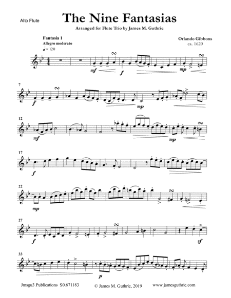 Gibbons The Nine Fantasias For Flute Trio Sheet Music