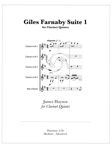 Free Sheet Music Giles Farnaby Suite 1 For Clarinet Quintet