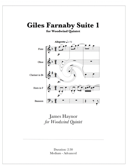 Giles Farnaby Suite 1 For Woodwind Quintet Sheet Music