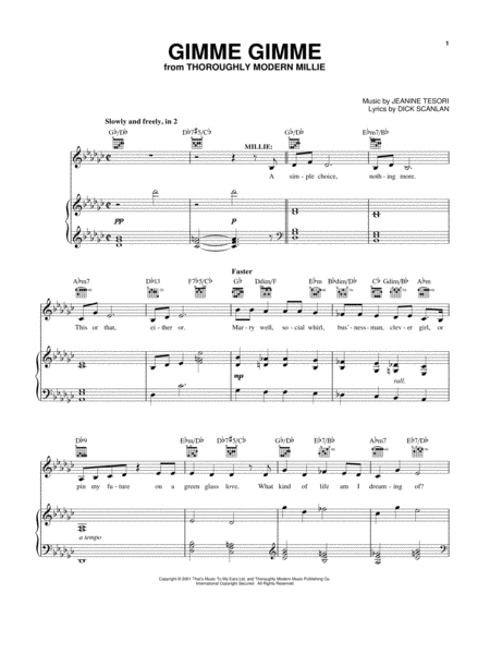 Free Sheet Music Gimme Gimme From Thoroughly Modern Millie