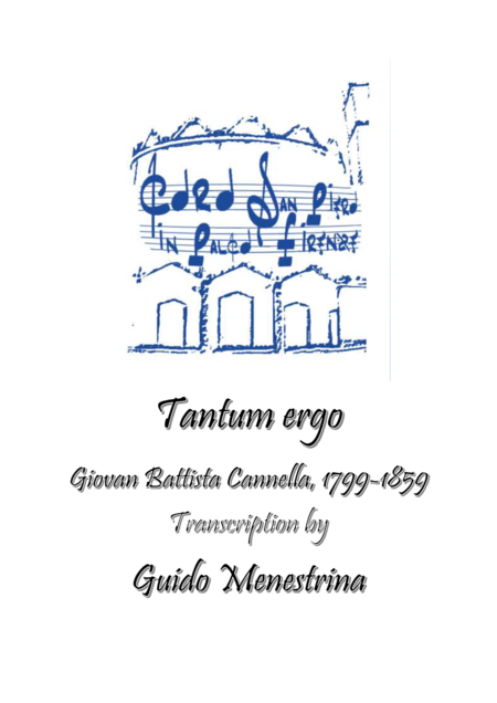 Giovan Battista Cannella Tantum Ergo Ttb Organo Sheet Music