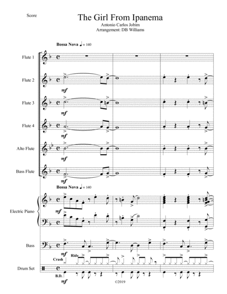 Free Sheet Music Girl From Ipanema Flute Choir