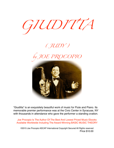 Free Sheet Music Giuditta Judy Flute Solo By Joe Procopio