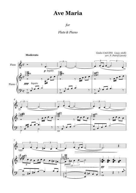 Giulio Caccini Ave Maria For Flute Piano Sheet Music