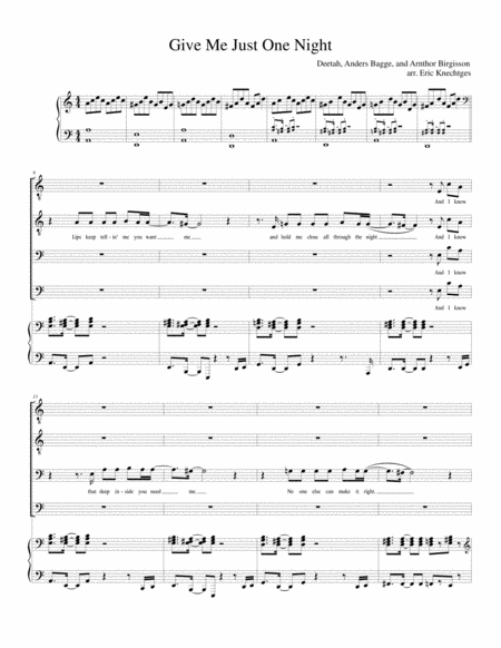 Give Me Just One Night Una Noche Sheet Music