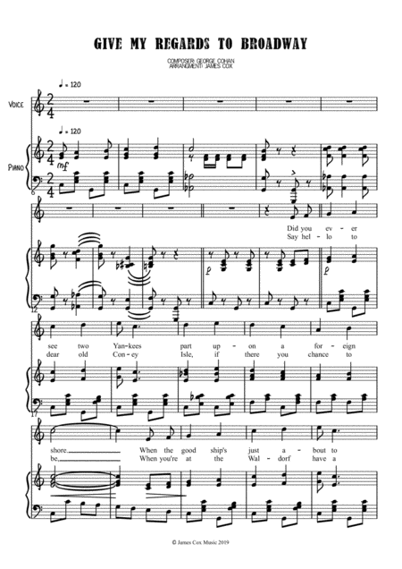 Give My Regards To Broadway Piano Vocal Sheet Music