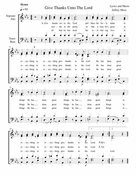 Give Thanks Unto The Lord Sheet Music