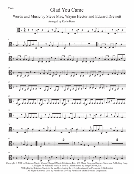 Free Sheet Music Glad You Came Viola