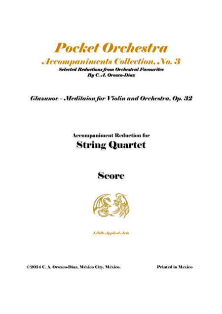 Glazunov Meditation For Violin And String Quartet Op 32 Score And Parts Sheet Music