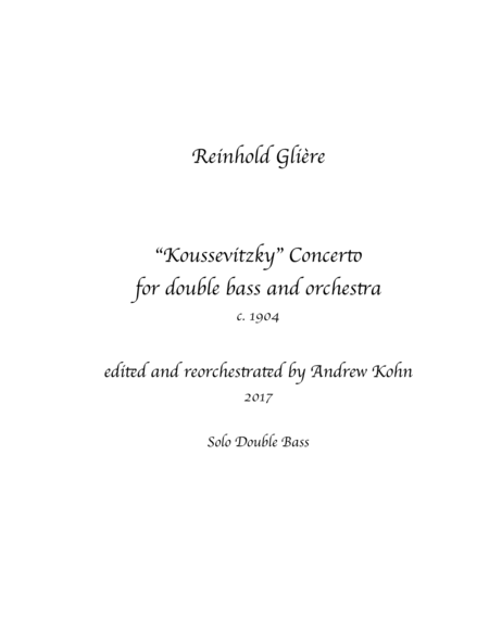 Glire Koussevitzky Bass Concerto Solo Bass Part Sheet Music