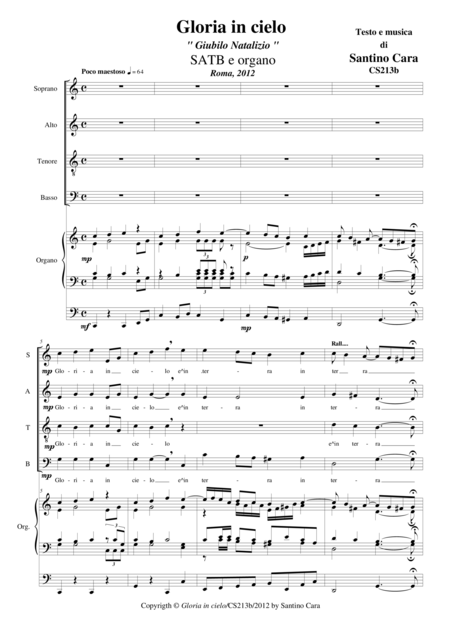 Gloria In Cielo Jubilation Christmas For Choir Satb And Organ Sheet Music