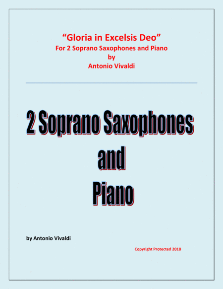 Gloria In Excelsis Deo For 2 Soprano Saxophones And Piano Sheet Music