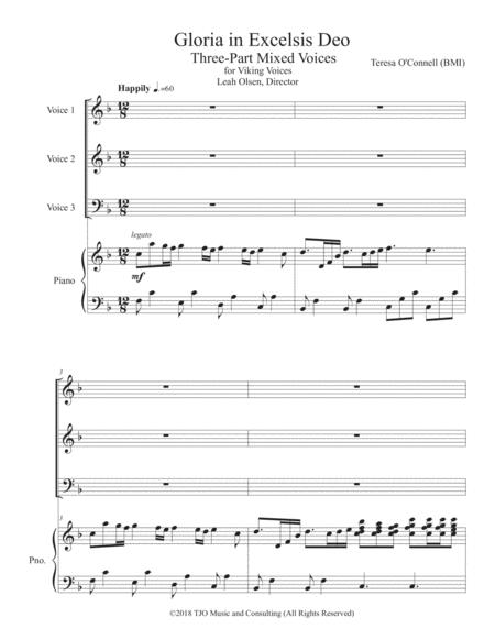 Gloria In Excelsis Deo For Sab Three Part Mixed Voices Reproducible Sheet Music