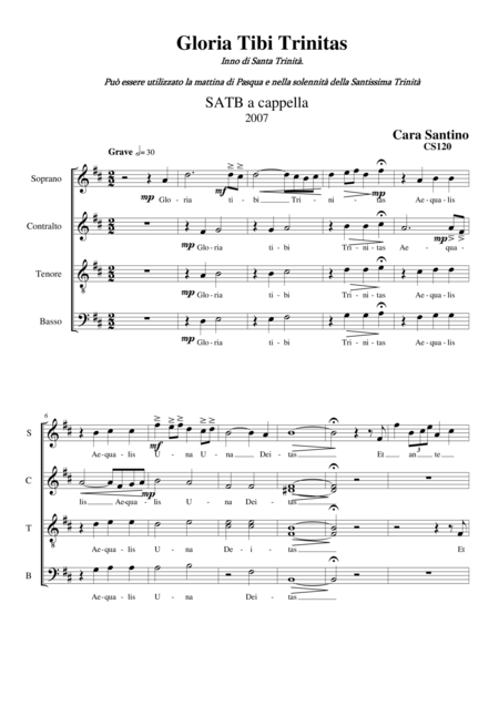 Free Sheet Music Gloria Tibi Trinitas Choir Satb A Cappella