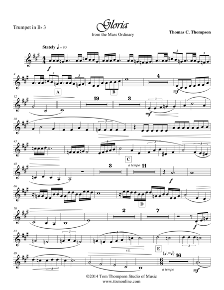Free Sheet Music Gloria Trumpet 3