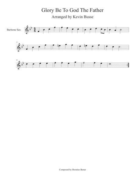 Glory Be To God The Father Bari Sax Sheet Music