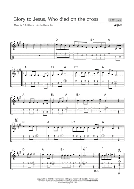 Glory To Jesus Who Died On The Cross Hymn Ukulele Ensemble Sheet Music