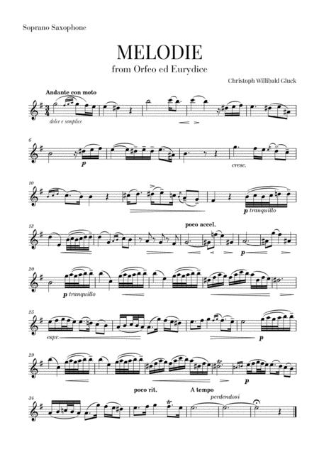 Gluck Melodie For Soprano Saxophone Sheet Music