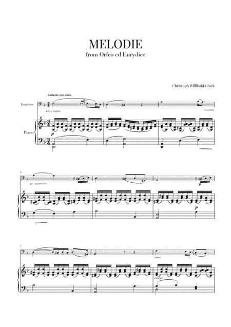 Gluck Melodie For Trombone And Piano Sheet Music