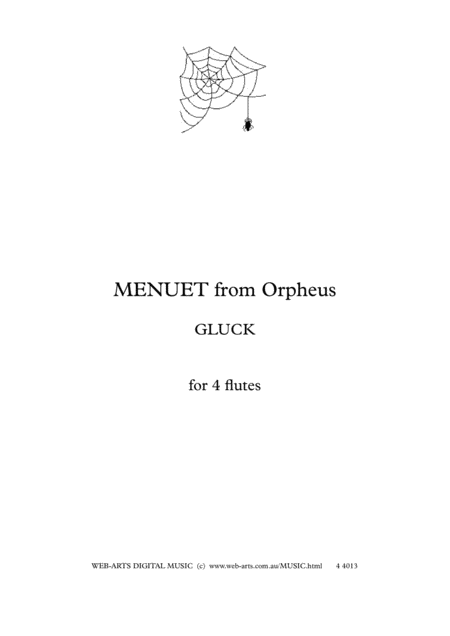 Gluck Menuet From Orpheus Arranged For 4 Flutes Sheet Music