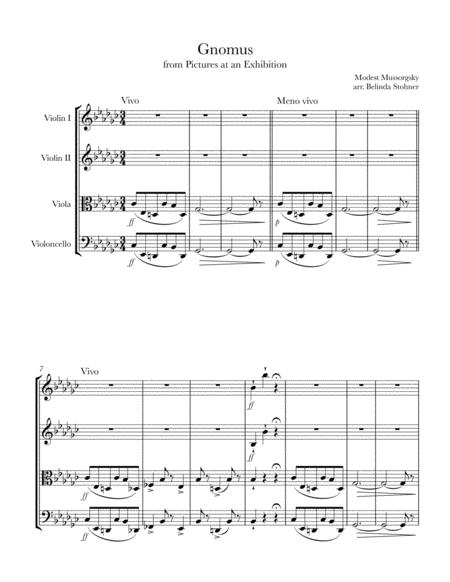 Free Sheet Music Gnomus From Pictures At An Exhibition String Quartet