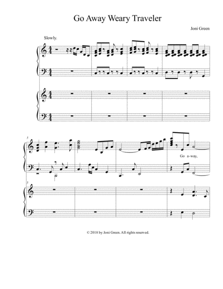 Go Away Weary Traveler Sheet Music