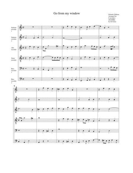 Go From My Window Arrangement For 6 Recorders Sheet Music