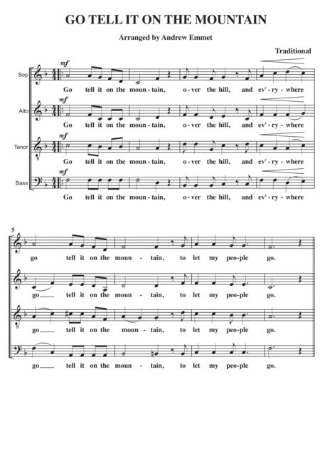 Go Tell It On The Mountain A Cappella Sheet Music