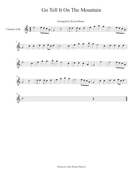 Free Sheet Music Go Tell It On The Mountain Clarinet