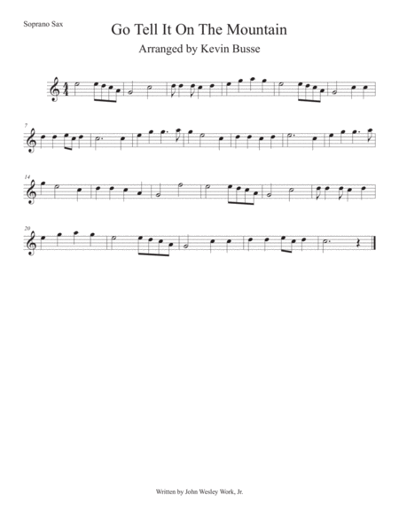 Free Sheet Music Go Tell It On The Mountain Easy Key Of C Soprano Sax