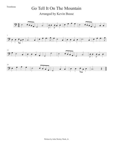 Free Sheet Music Go Tell It On The Mountain Easy Key Of C Trombone