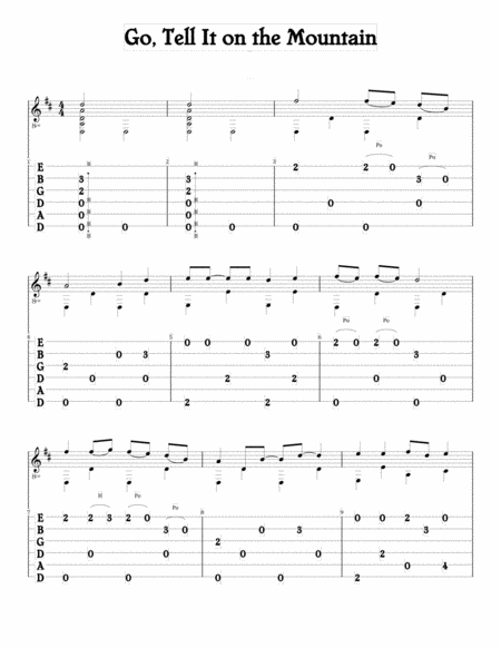 Go Tell It On The Mountain For Fingerstyle Guitar Tuned Drop D Sheet Music