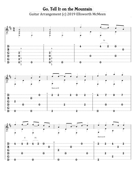 Go Tell It On The Mountain For Guitar Tuned Open G Dgdgbd Sheet Music