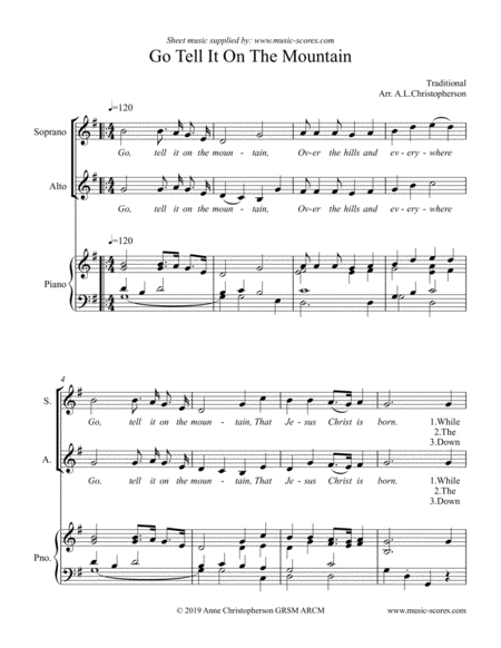 Go Tell It On The Mountain Sa Voice And Piano Sheet Music