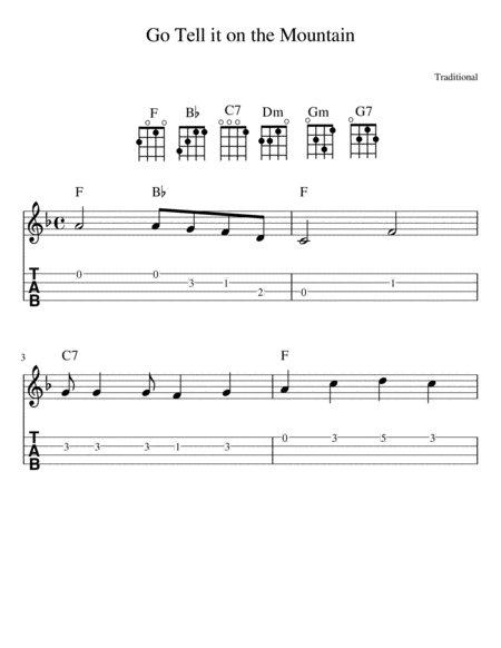 Go Tell It On The Mountain Ukulele Sheet Music