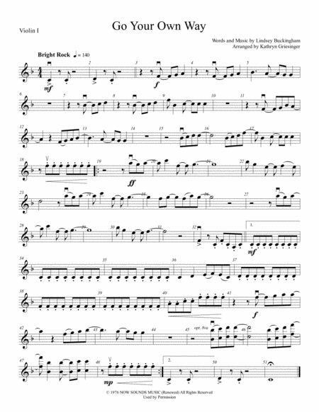 Go Your Own Way String Quartet Sheet Music