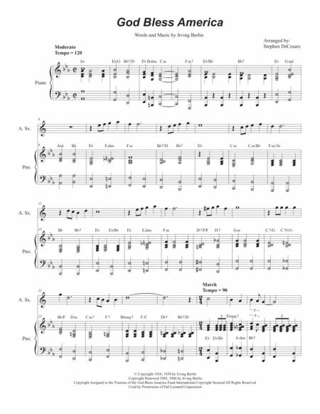 God Bless America Alto Saxophone And Piano Sheet Music