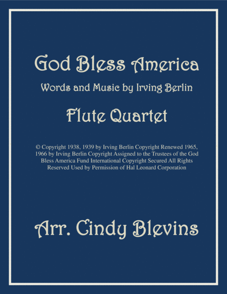 God Bless America For Flute Quartet Sheet Music