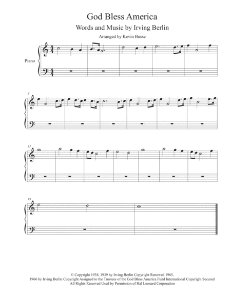 Free Sheet Music God Bless America Piano