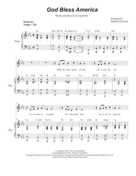 God Bless America Unison Choir Sheet Music