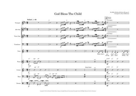 God Bless The Child Vocal With Small Band 4 Horns Key Of C Sheet Music