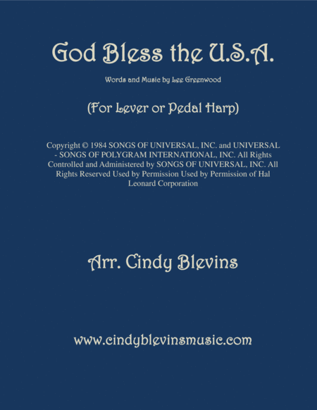 Free Sheet Music God Bless The Us A Arranged For Lever Or Pedal Harp