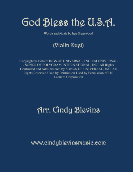 God Bless The Us A Arranged For Violin Duet Sheet Music