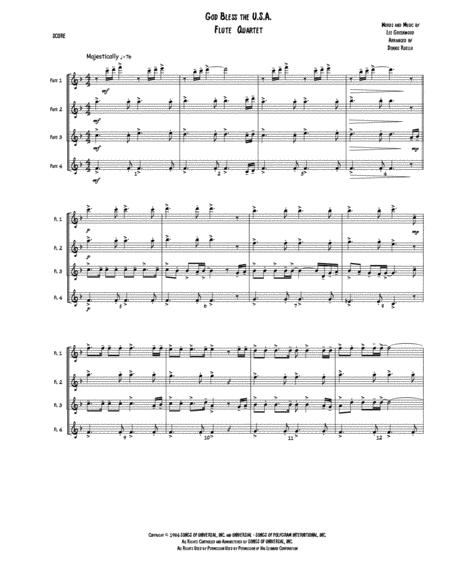 God Bless The Us A Flute Quartet Advanced Intermediate Sheet Music