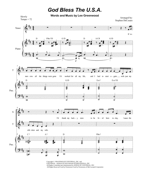 Free Sheet Music God Bless The Us A For 2 Part Choir Sop Ten