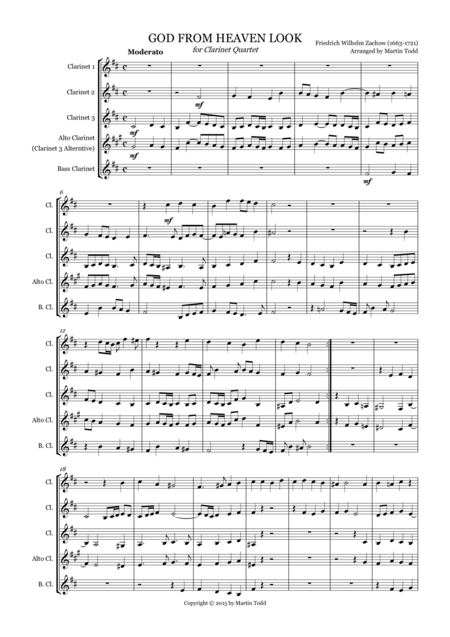 God From Heaven Look For Clarinet Quartet Sheet Music